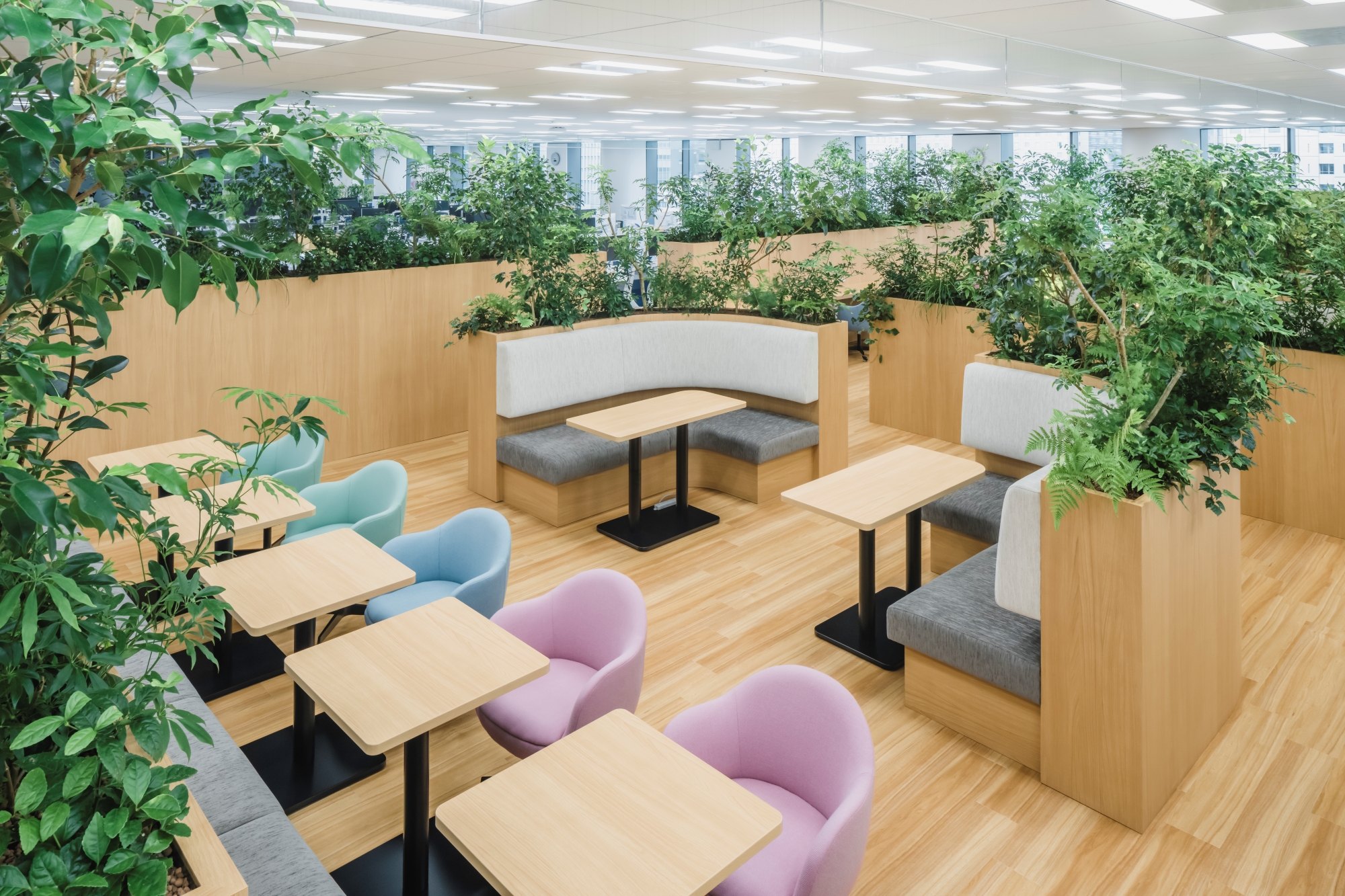 vol.29　都内某社／リフレッシュスペース  植物を配置したリフレッシュスペースの全景